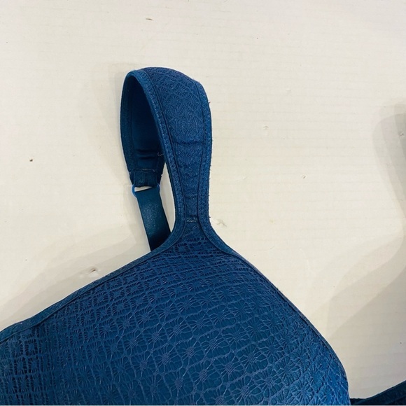 38DD ADRIENNE VITTADINI STUDIO Bra Molded Cups Mesh Band Underwire Navy Blue - Picture 5 of 13